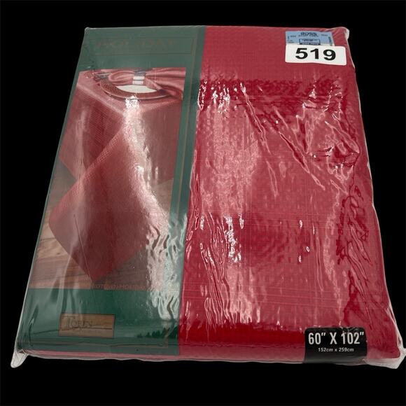 New - Tobin Home Fashions Holiday Fabric Tablecloth 60 x 102” Oval - Picture 1 of 16